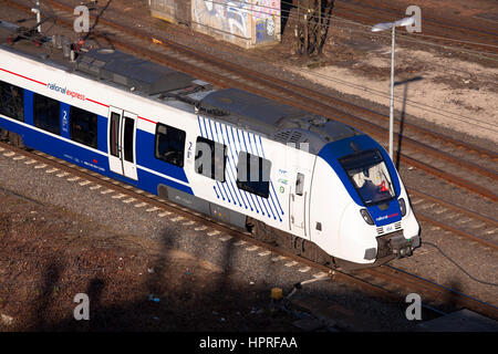 Europe, Germany, Cologne, National Express train in the town district Deutz. Stock Photo