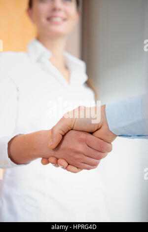 Cropped image of two executives shaking hands Stock Photo