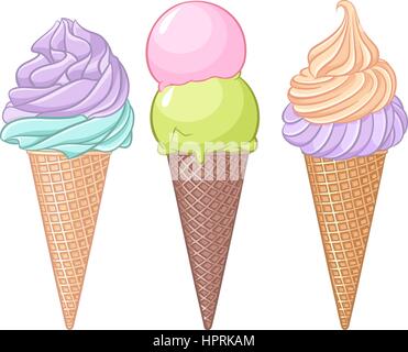 Set of colorful ice-cream vector illustration - 2 Stock Vector