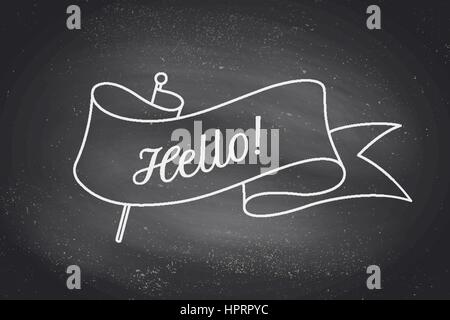 Greeting card with ribbon and word Hello Stock Vector