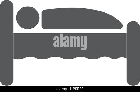 Human in bed sign icon. Travel rest place. Stock Vector