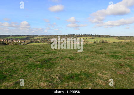 Farthing downs at Couldsdon Surrey, near London, England. It is Wintertime in the morning. Stock Photo