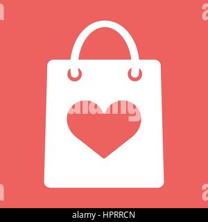 Shopping bag with shape of the heart icon. Stock Vector