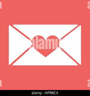 vector e-mail, envelop icons with heart wax press.For Valentine Day. Stock Vector
