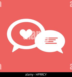 Love chat line icon, heart in speech bubble, vector graphics. Stock Vector