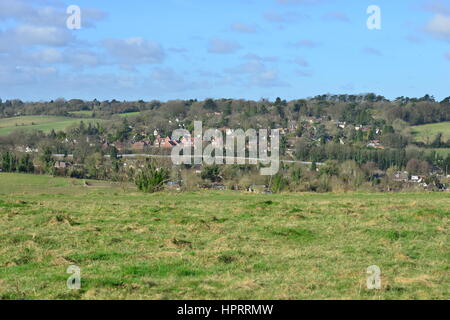 Farthing downs at Couldsdon Surrey, near London, England. It is Wintertime in the morning. Stock Photo