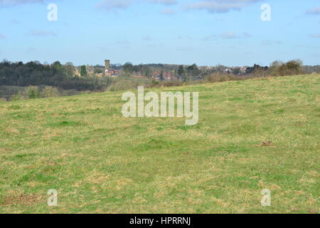 Farthing downs at Couldsdon Surrey, near London, England. It is Wintertime in the morning. Stock Photo