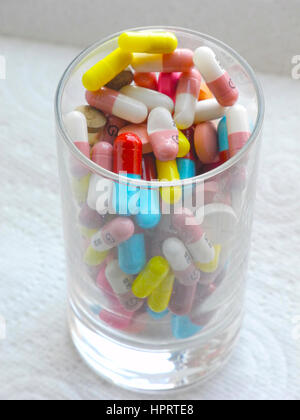 There is a massive waste of resources in the number of Prescription drugs pills tablets medicines medications which are prescribed to but unused by patients, The cost to the National Health Service (NHS) in the UK is enormous. Stock Photo