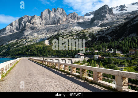 View of mountain range Marmolada in Dolomitic Alps Stock Photo