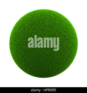 Ball of Green Grass Isolated on White Background 3D Illustration Stock Photo