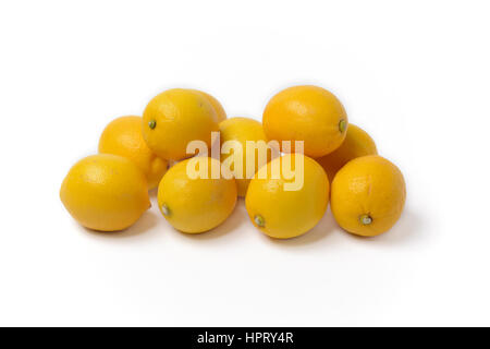 bunch of lemons from Sicily on a white background - closeup Stock Photo