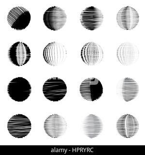 Geometric round shapes figure sketch Circle button set Stock Vector
