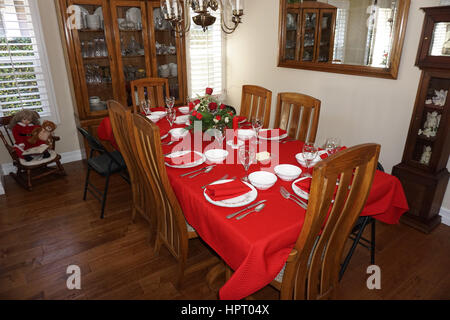 Table set for Christmas Dinner Stock Photo
