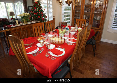 Table set for Christmas Dinner Stock Photo