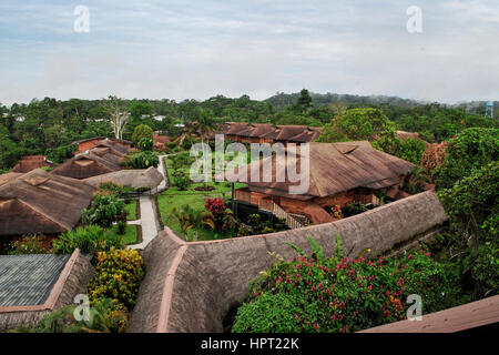 Bungalows of a hotel.  Casa del Suizo Hotel.  Province of Napo.  Ecuador Stock Photo