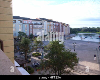 Mediterranean street at Loews Portofino Bay Hotel, Universal Orlando Stock Photo