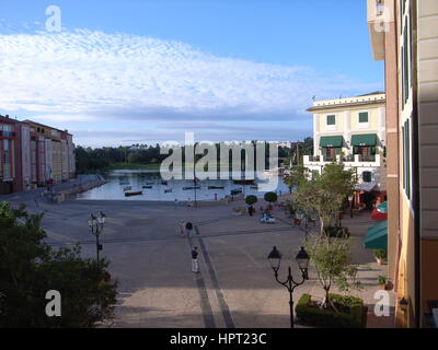 Mediterranean street at Loews Portofino Bay Hotel, Universal Orlando Stock Photo