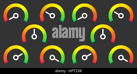 Meter signs infographic gauge element from red to green and green to ...