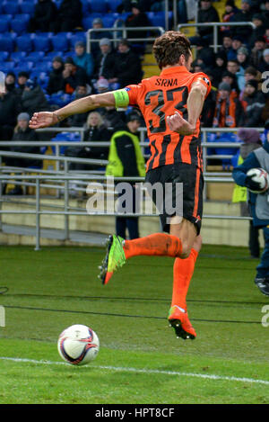 Kharkiv, Ukraine. 23rd February 2017. Dario Srna during the Europa League Round of 32 reverse match between Shakhtar (Donetsk, Ukraine)  and Celta (Vigo, Spain) at Metalist Stadium on February 23, 2017 in Kharkiv, Ukraine Credit: Anatoliy Cherkasov/Alamy Live News Stock Photo