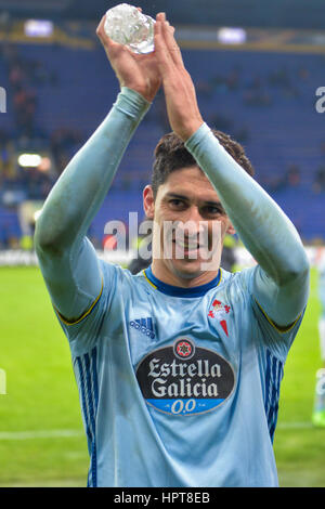 Kharkiv, Ukraine. 23rd February 2017. FC Celta player after the Europa League Round of 32 reverse match between Shakhtar (Donetsk, Ukraine)  and Celta (Vigo, Spain) at Metalist Stadium on February 23, 2017 in Kharkiv, Ukraine Credit: Anatoliy Cherkasov/Alamy Live News Stock Photo