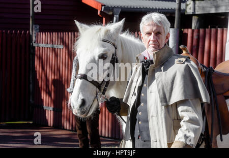 Bad Segeberg, Germany. 24th Feb, 2017. Actor Matthieu Carriere dressed in the role of General Douglas in Bad Segeberg, Germany, 24 February 2017. Carriere will play the role in this year's staging of Karl May's 'Old Surehand' between the 24.07.17 and the 03.09.17. Photo: Markus Scholz/dpa/Alamy Live News Stock Photo