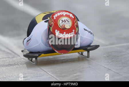Koenigssee, Germany. 24th Feb, 2017. German athlete Ana Fernstaedt in action at the IBSF Bobsleigh and Skeleton World Championships 2017 in Schoenau am Koenigssee, Germany, 24 February 2017. The IBSF World Championships 2017 take place until 26 February 2017. Credit: dpa picture alliance/Alamy Live News Stock Photo