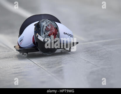 Koenigssee, Germany. 24th Feb, 2017. Canadian athlete Elisabeth Vathje in action at the IBSF Bobsleigh and Skeleton World Championships 2017 in Schoenau am Koenigssee, Germany, 24 February 2017. The IBSF World Championships 2017 take place until 26 February 2017. Credit: dpa picture alliance/Alamy Live News Stock Photo