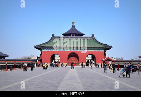 Beijing Temple of Heaven south red gate under clear blue sky Stock Photo