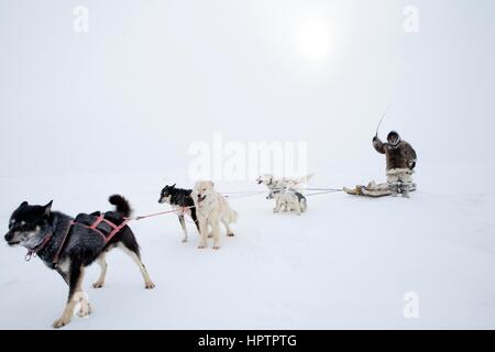 Inuits in Canada are hunting animals for fur Stock Photo