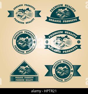 Vintage organic harvest stamps set Stock Vector
