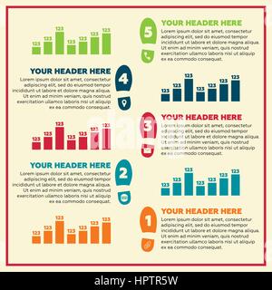 Infographics elements - steps and line chart Stock Vector