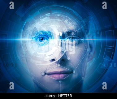 high tech face scan Stock Photo