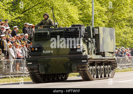 MLRS vehicle on Flag Day parade in Turku, Finland on 4th June 2016 Stock Photo