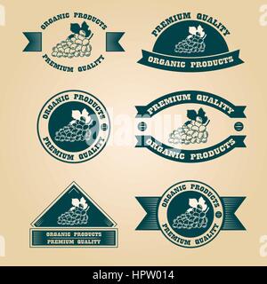 Vintage organic harvest stamps set Stock Vector