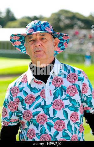 Actor and comedian Bill Murray sporting a colorful floral outfit during the AT&T Pebble Beach National Pro-Am golf tournament February 12, 2017 in Monterey, California.