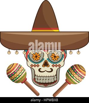 skeleton mexican with hat and maracas Stock Vector Image & Art - Alamy