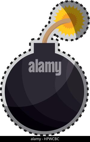 sticker color silhouette with bomb icon Stock Vector