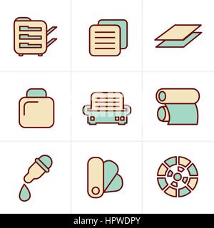 Icons Style Icons Style  Print icons set elegant series Stock Vector