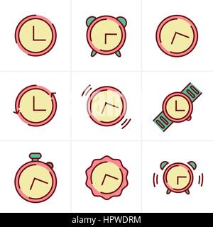 Time and clock line icons set. Vector illustration isolated on ...