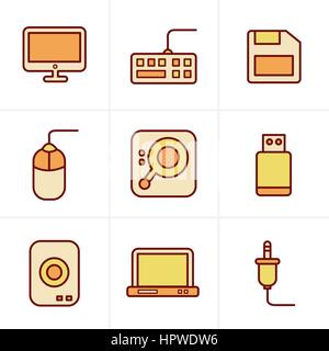 Icons Style Computer Icons Set, Vector Design Stock Vector
