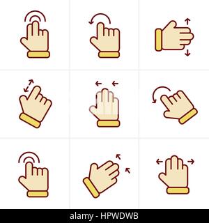 Icons Style Basic human gestures using modern digital devices Icons Set, Vector Design Stock Vector