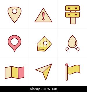 Icons Style  Map icons on white background. GPS and Navigation, Vector Design Stock Vector