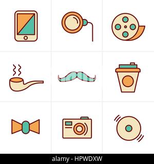 Icons Style Hipster retro vintage elements modern icon set. Vector file in layers for easy editing. Stock Vector