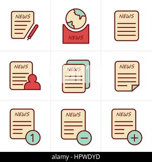 Line Icons Style Newspaper icons set Stock Vector