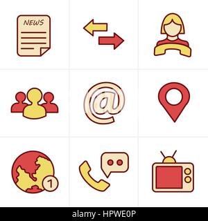 Icons Style Media and communication icons Stock Vector