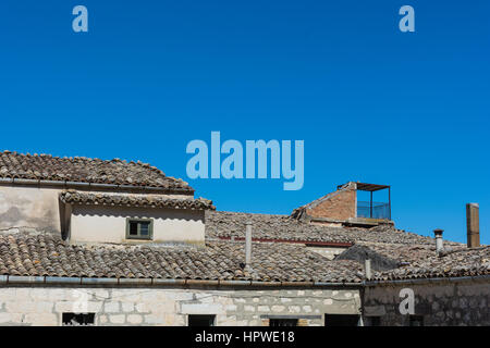 Ancient Sicilian rural architecture. Roofs with old clay tiles. All uninhabited houses. Old buildings. The places of Montalbano, TV dramas. A novel by Stock Photo