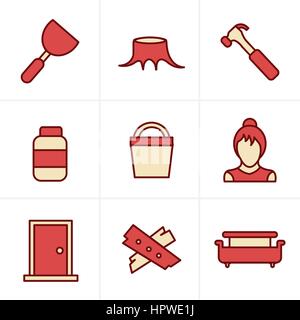Icons Style  Icons set carpentry Stock Vector