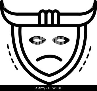 samurai mask icon  line style Stock Vector