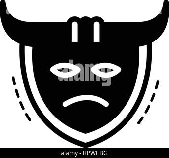 samurai mask icon  black color Stock Vector