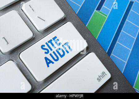 Words Site audit on a computer keyboard. Stock Photo